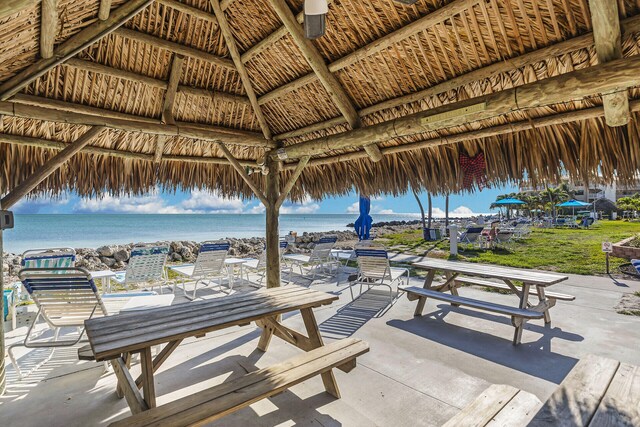 1101 W Ocean Dr Unit 1, Key Colony, FL 33051 - view of patio featuring a gazebo and a water view
