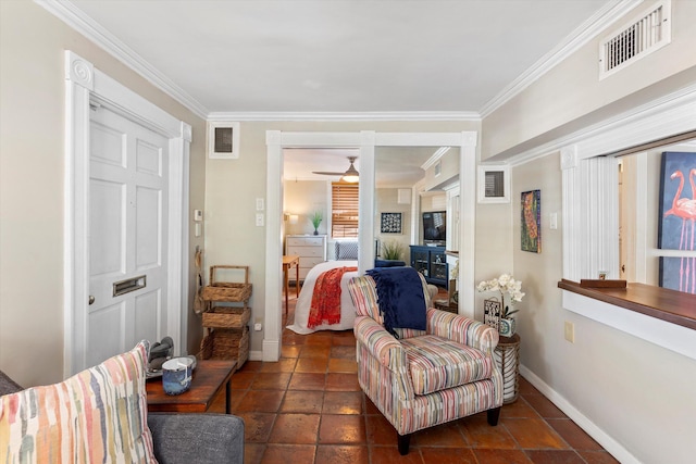 1116 Eaton St, Key West, FL 33040 - living area featuring ornamental molding and ceiling fan