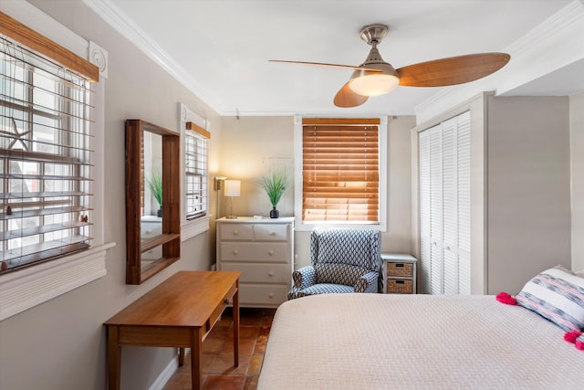 1116 Eaton St, Key West, FL 33040 - bedroom featuring ornamental molding and ceiling fan