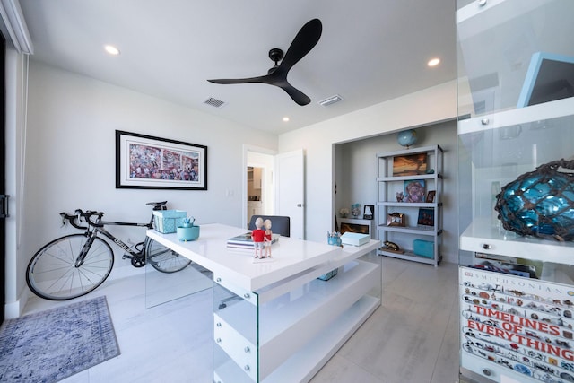 34 Bunting Dr, Key Largo, FL 33037 - office with ceiling fan and recessed lighting