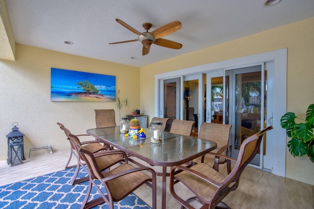 dining room with ceiling fan