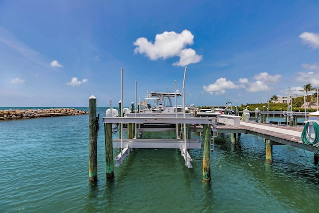 87851 Old Hwy Unit K26, Islamorada, FL 33036 - dock featuring boat lift and a water view