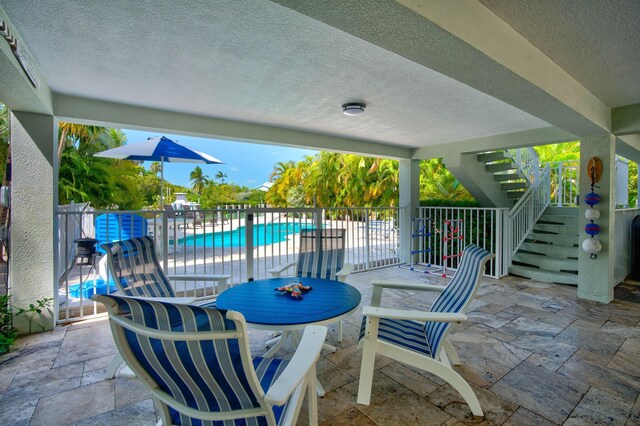 view of patio featuring a fenced in pool