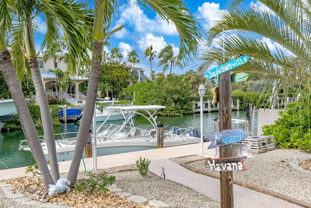 view of dock featuring a water view