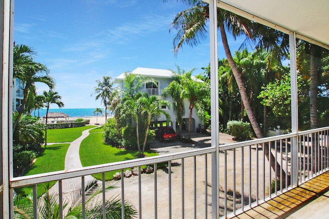 balcony with a water view