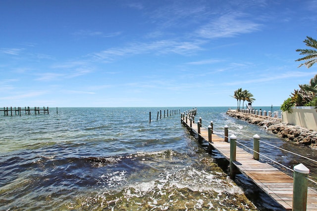 dock area featuring a water view