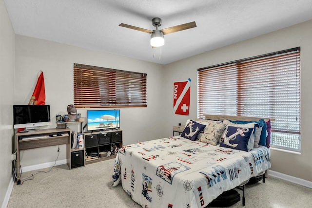 bedroom featuring ceiling fan