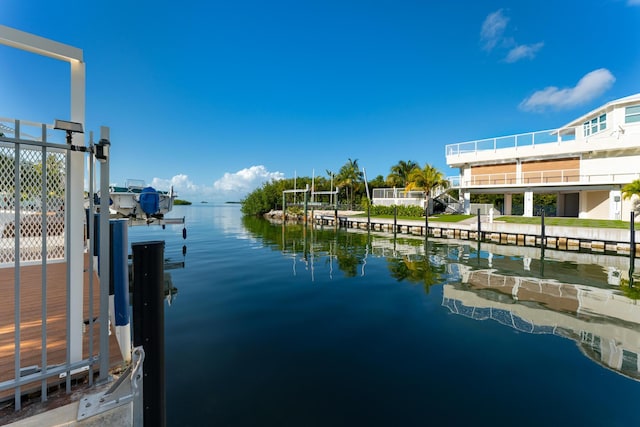 view of water feature featuring a dock