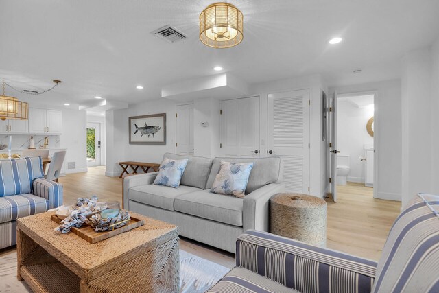 living room featuring light hardwood / wood-style flooring