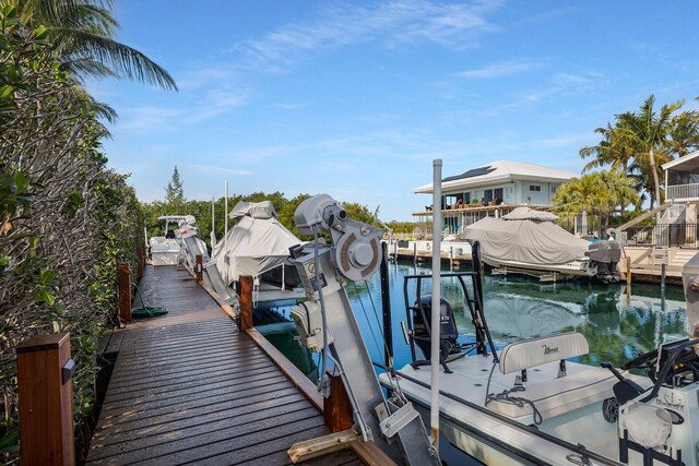 view of dock featuring a water view