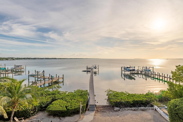 view of dock featuring a water view