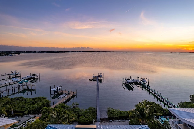 property view of water with a boat dock