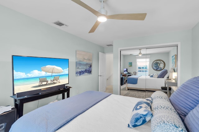 12690 Overseas Hwy Unit 411, Marathon, FL 33050 - bedroom featuring a closet and ceiling fan