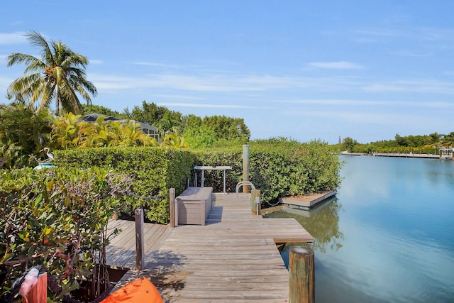 dock area featuring a water view