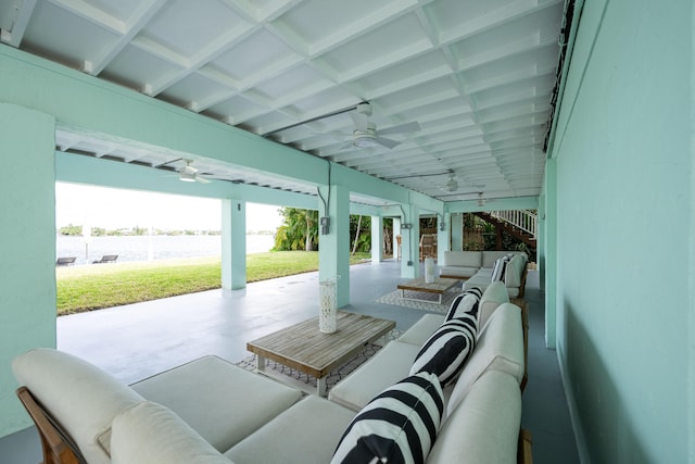 view of patio / terrace featuring an outdoor hangout area and ceiling fan