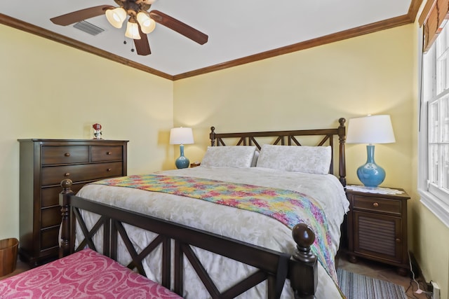215 Whitehead St, Key West, FL 33040 - bedroom with ornamental molding, multiple windows, and a ceiling fan