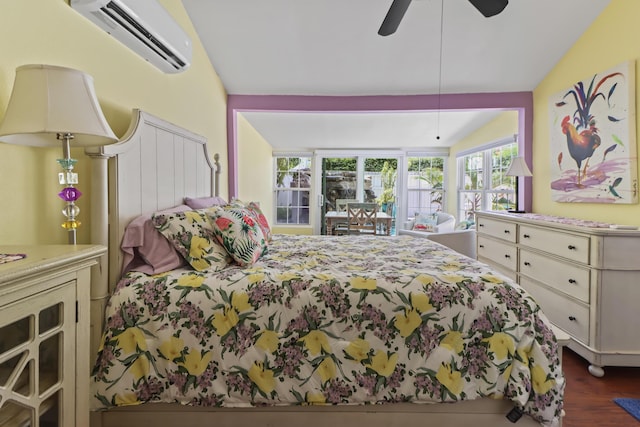 215 Whitehead St, Key West, FL 33040 - bedroom with a wall mounted AC, dark wood finished floors, and ceiling fan