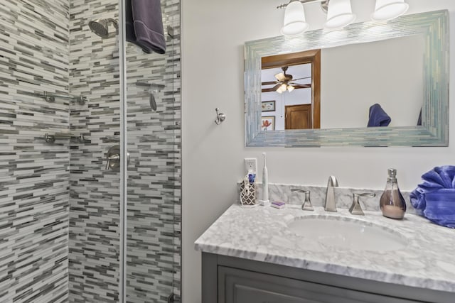 215 Whitehead St, Key West, FL 33040 - full bathroom with a shower stall, vanity, and ceiling fan