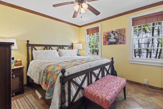 215 Whitehead St, Key West, FL 33040 - bedroom with ornamental molding and a ceiling fan