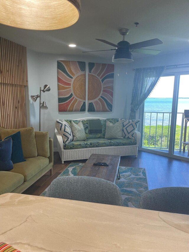 living room with wood finished floors