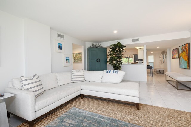 view of tiled living room