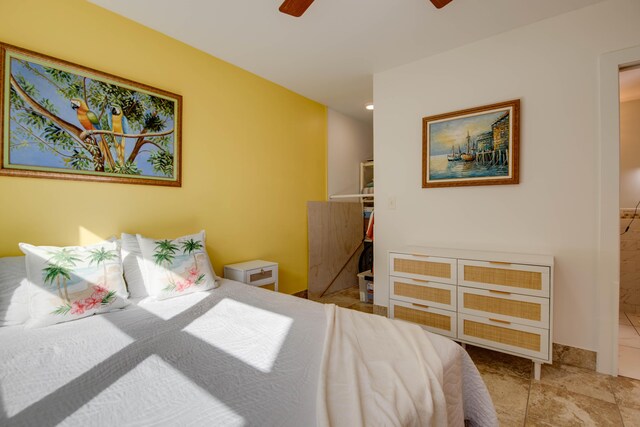 bedroom featuring ceiling fan