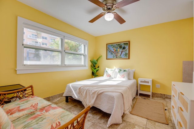 bedroom featuring ceiling fan