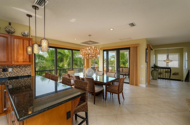 dining room with light tile patterned floors