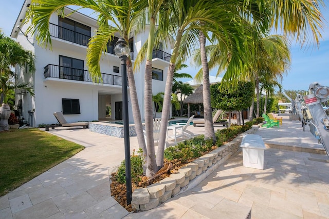 exterior space featuring a pool