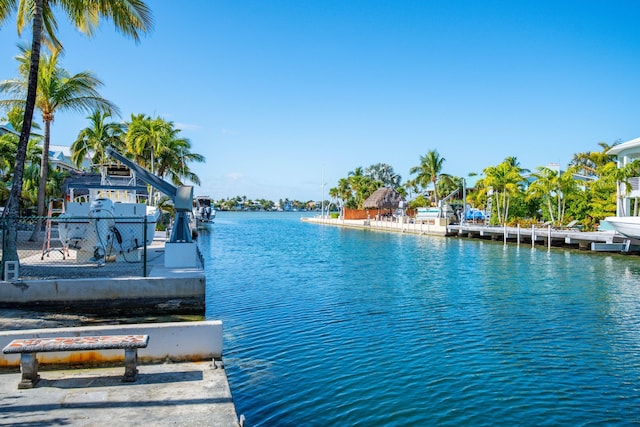 property view of water with a boat dock