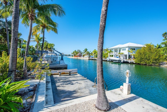 dock area featuring a water view