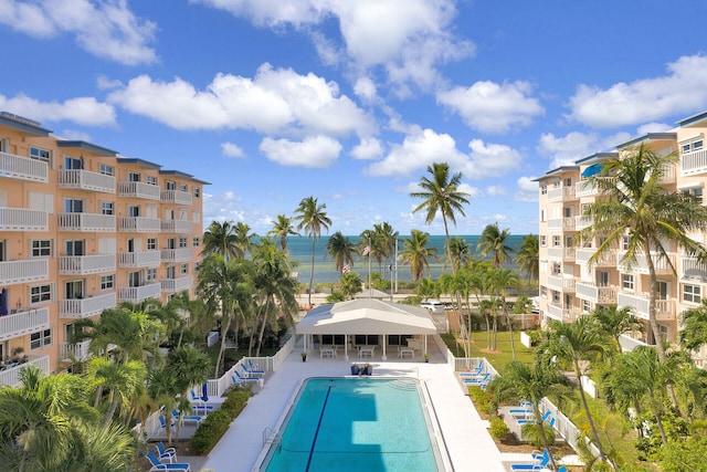 view of pool featuring a patio