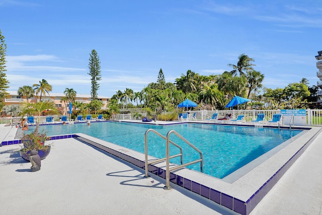 view of pool featuring a patio area