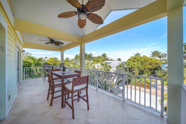 balcony with ceiling fan