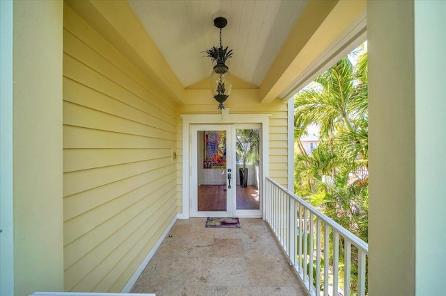 doorway to property featuring french doors