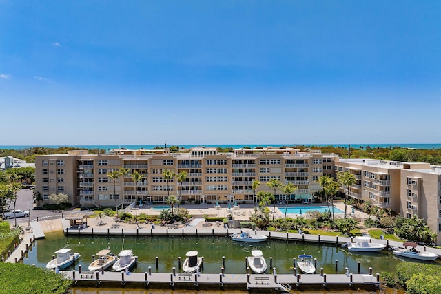 exterior space featuring a water view