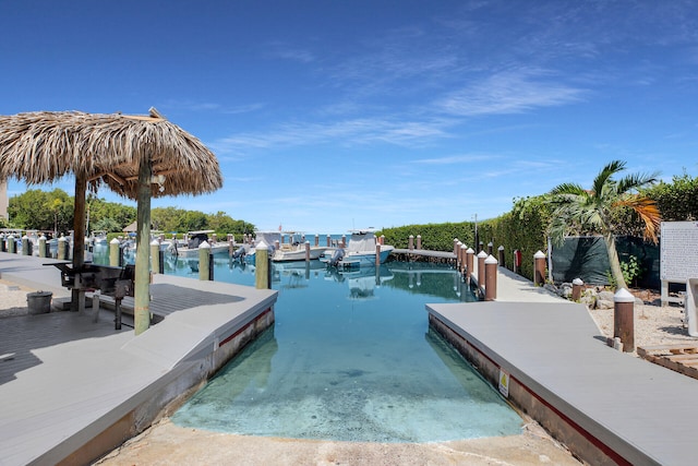 view of dock featuring a water view