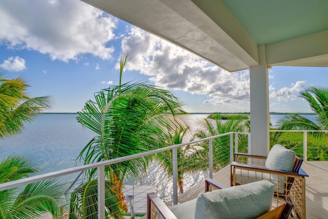 balcony with a water view