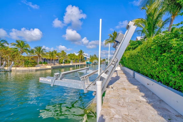 view of dock featuring a water view