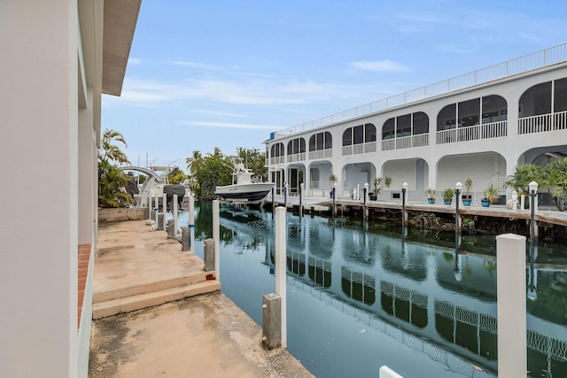 dock area featuring a water view