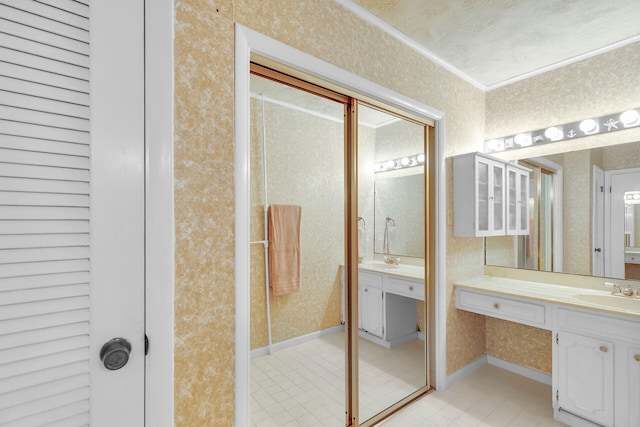 115 Primrose Ln, Long Key, FL 33001 - full bathroom featuring wallpapered walls, vanity, and tile patterned floors