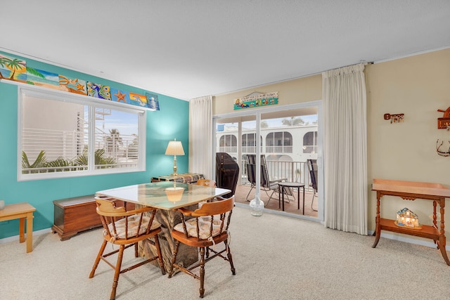 view of carpeted dining room