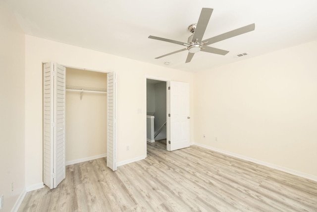 3314 Northside Dr Unit 145, Key West, FL 33040 - unfurnished bedroom featuring light wood finished floors, a closet, and ceiling fan
