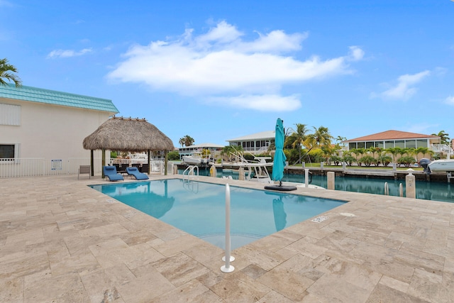 389 N Anglers Dr Unit 105, Marathon, FL 33050 - community pool with a gazebo, a patio area, and a water view
