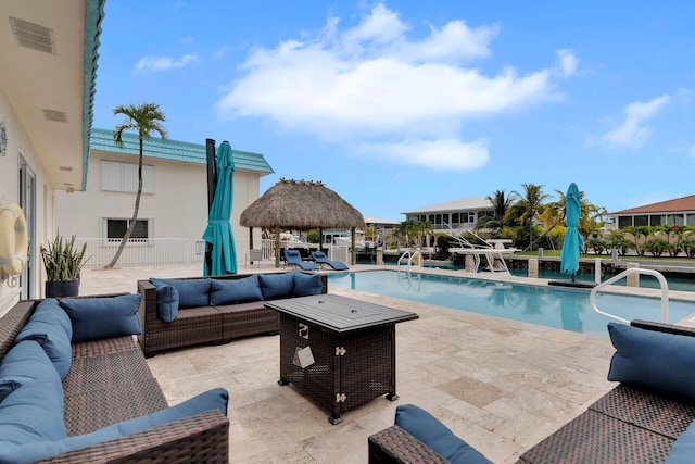 389 N Anglers Dr Unit 105, Marathon, FL 33050 - community pool with an outdoor living space, a gazebo, and a patio area
