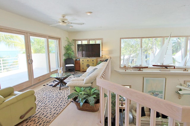 living room featuring hardwood / wood-style floors and french doors