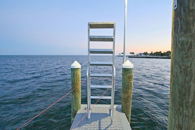 view of dock featuring a water view