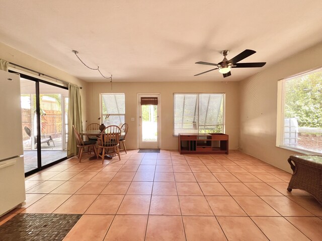 interior space featuring ceiling fan and plenty of natural light