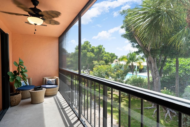 9812 Windward Ave, Key Largo, FL 33037 - sunroom featuring a ceiling fan