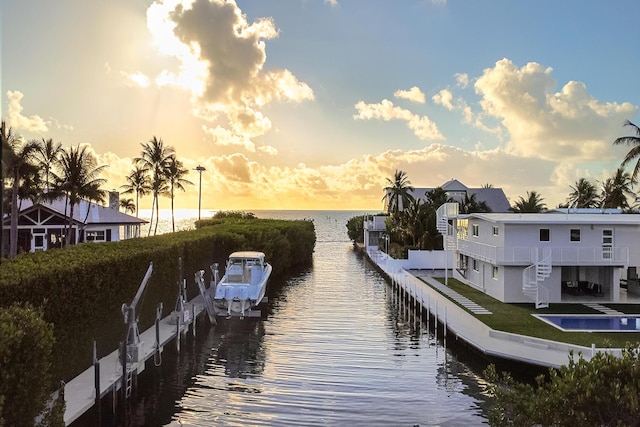 view of dock featuring a water view